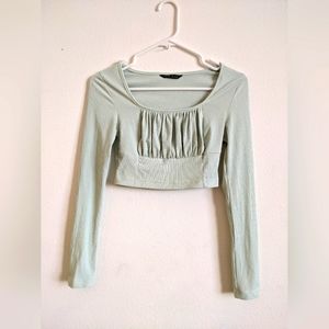 Women's shein mint green long sleeve crop top size small